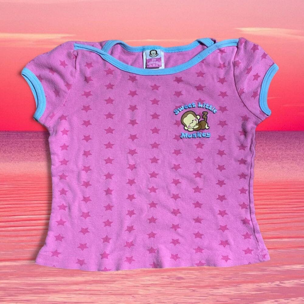 Sweet Little Monkey Pink and Blue Baby Tee